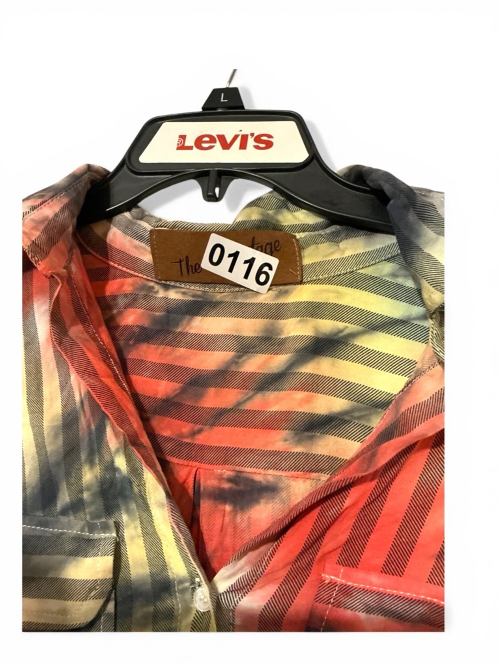 NWT The Nu Vintage USA Abstract Stripe High Low Rayon Tunic Top Large Boho - Picture 5 of 10